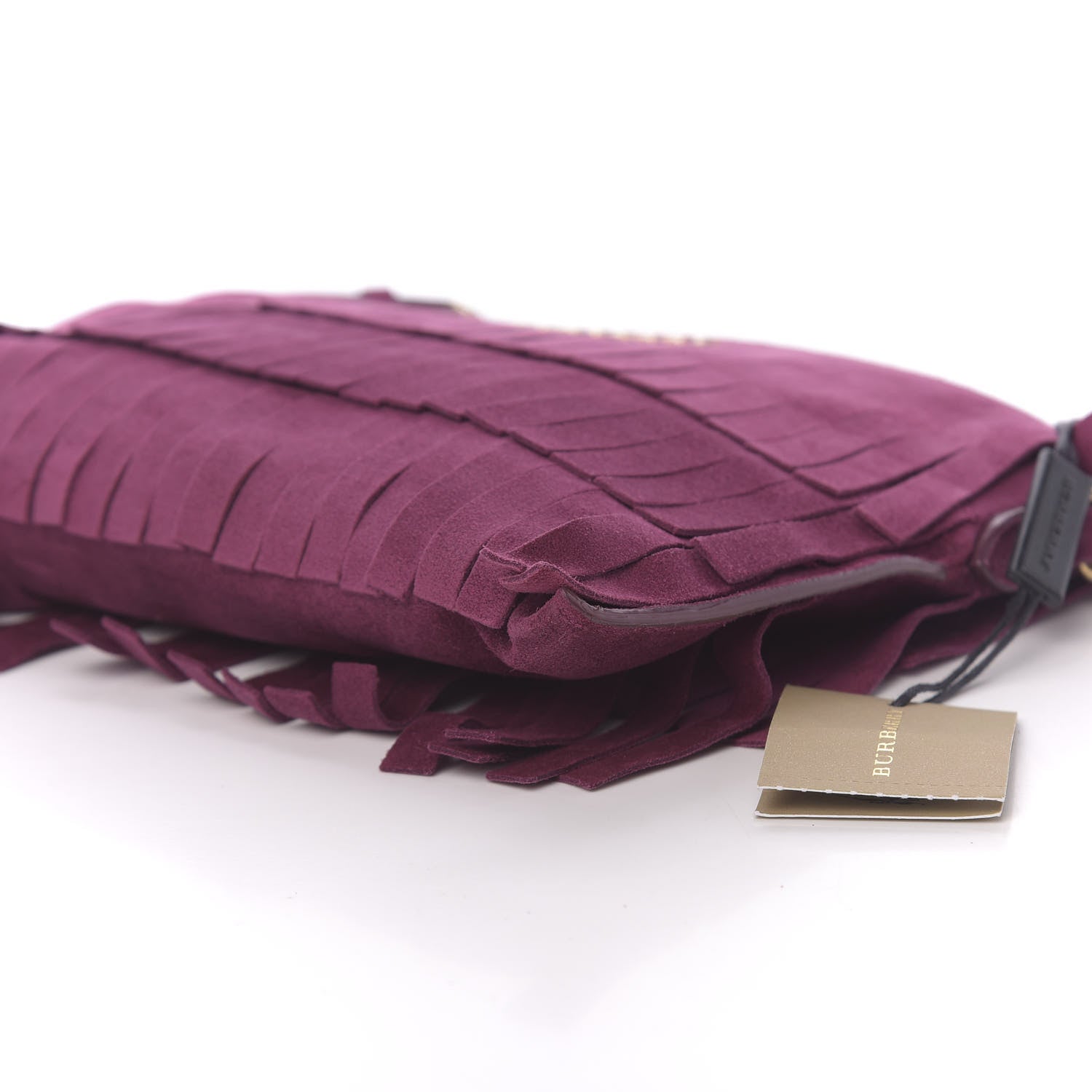 Burberry Suede Fringe Peyton Crossbody Clutch Bag Magenta 10 of 11
