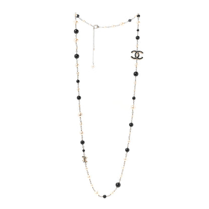Chanel Ruthenium Pearl Beaded CC Long Necklace Black 1 of 5