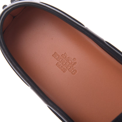 Hermes Calfskin Irving Driving Moccasin Loafers 37 Black 9 of 12