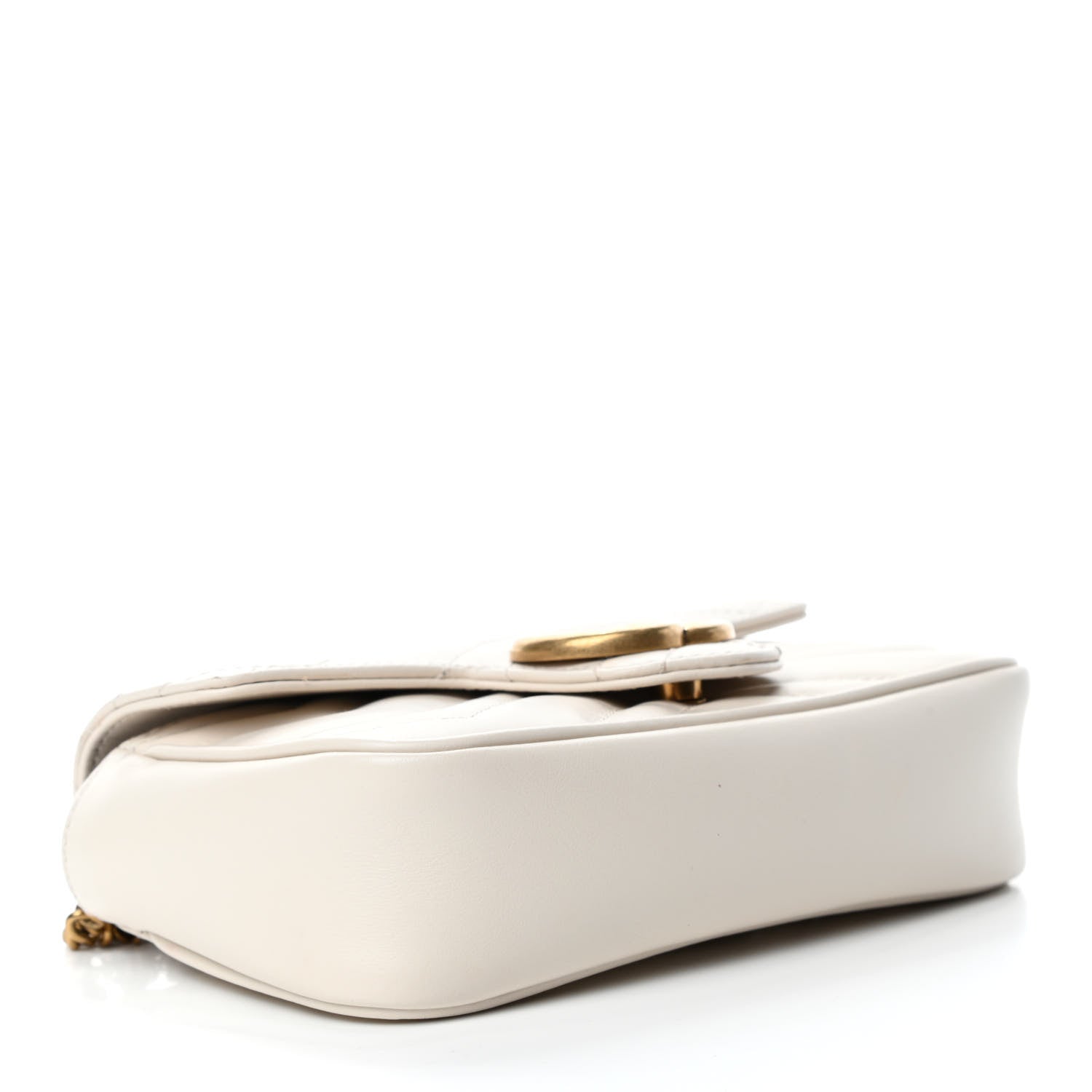 Gucci Calfskin Matelasse Super Mini GG Marmont Shoulder Bag White 3 of 4