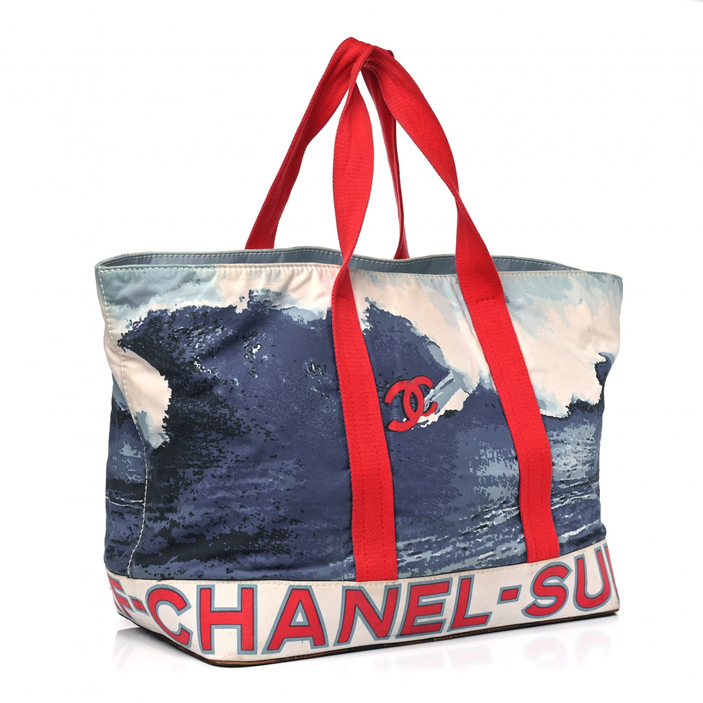 Canvas Surf Tote Red Blue