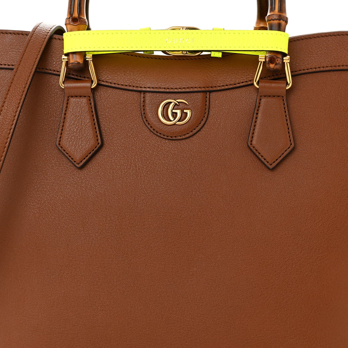 Wonka Grain Calfskin Medium Diana Tote Bag Cuir Yellow Fluo