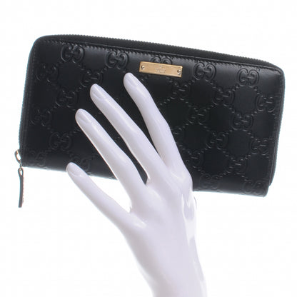 Gucci Guccissima Margaux Calfskin Metal Bar Zip Around Wallet Black 2 of 7