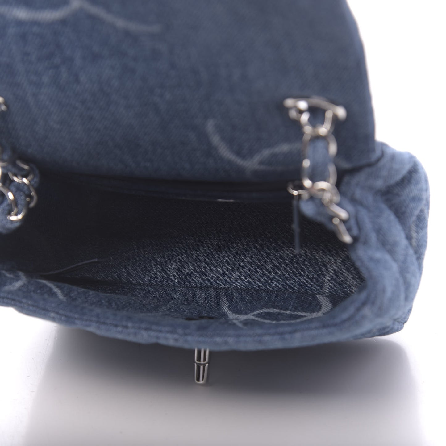 Denim CC Quilted Mini Square Flap Blue