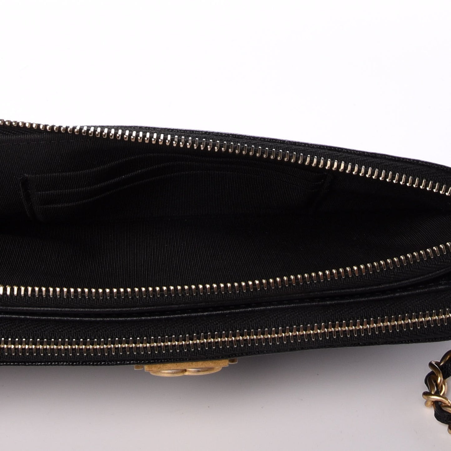 Caviar Quilted Small Boy Clutch With Chain Black