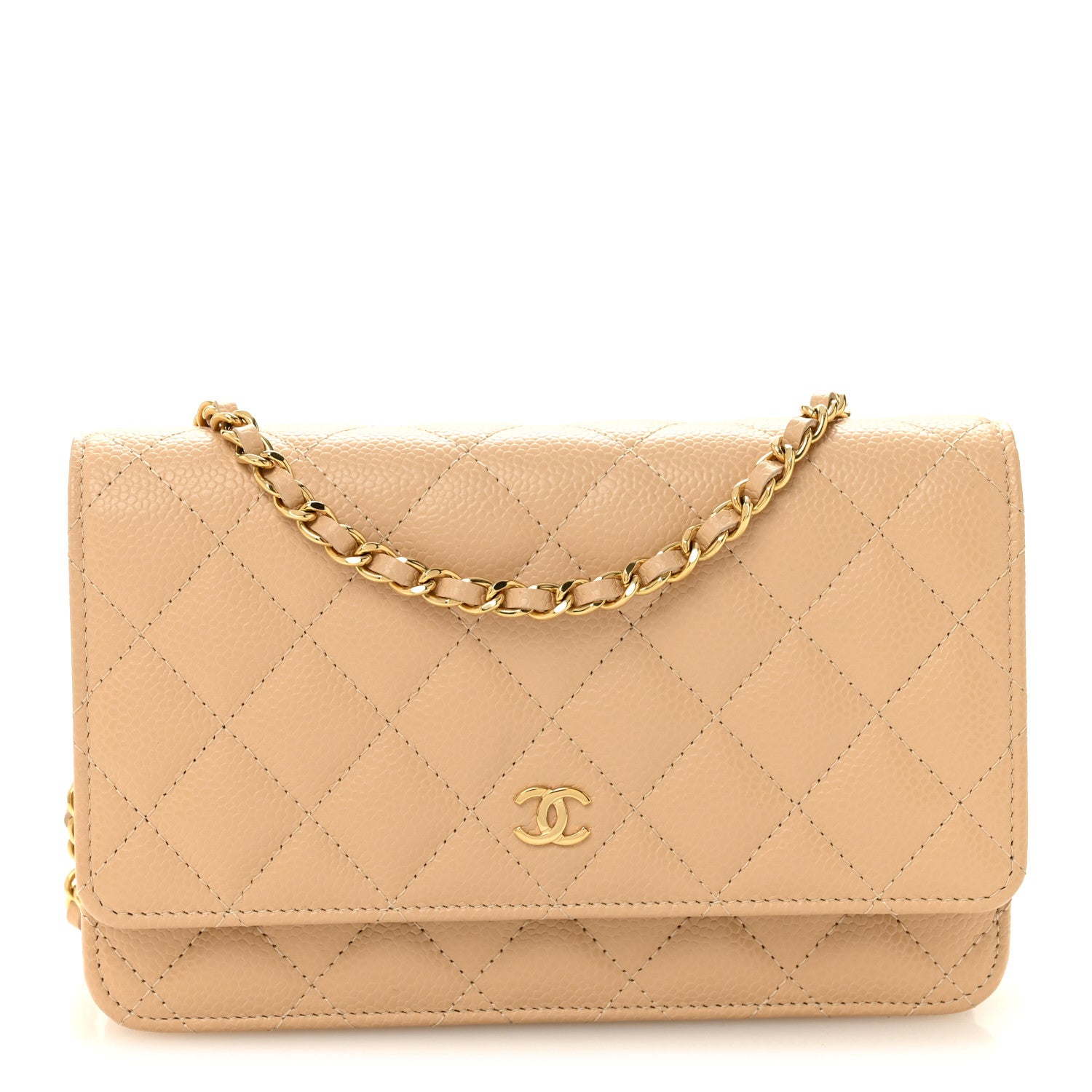 Chanel Caviar Quilted Wallet on Chain WOC Beige 1 of 12
