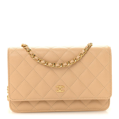 Chanel Caviar Quilted Wallet on Chain WOC Beige 1 of 12