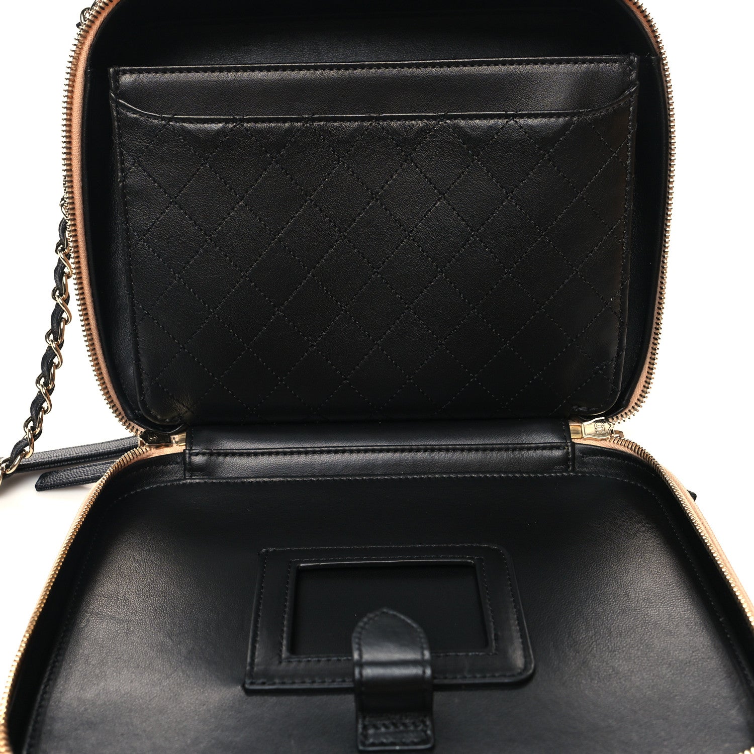 Chanel Caviar Quilted Large CC Filigree Vanity Case Beige Black 6 of 12