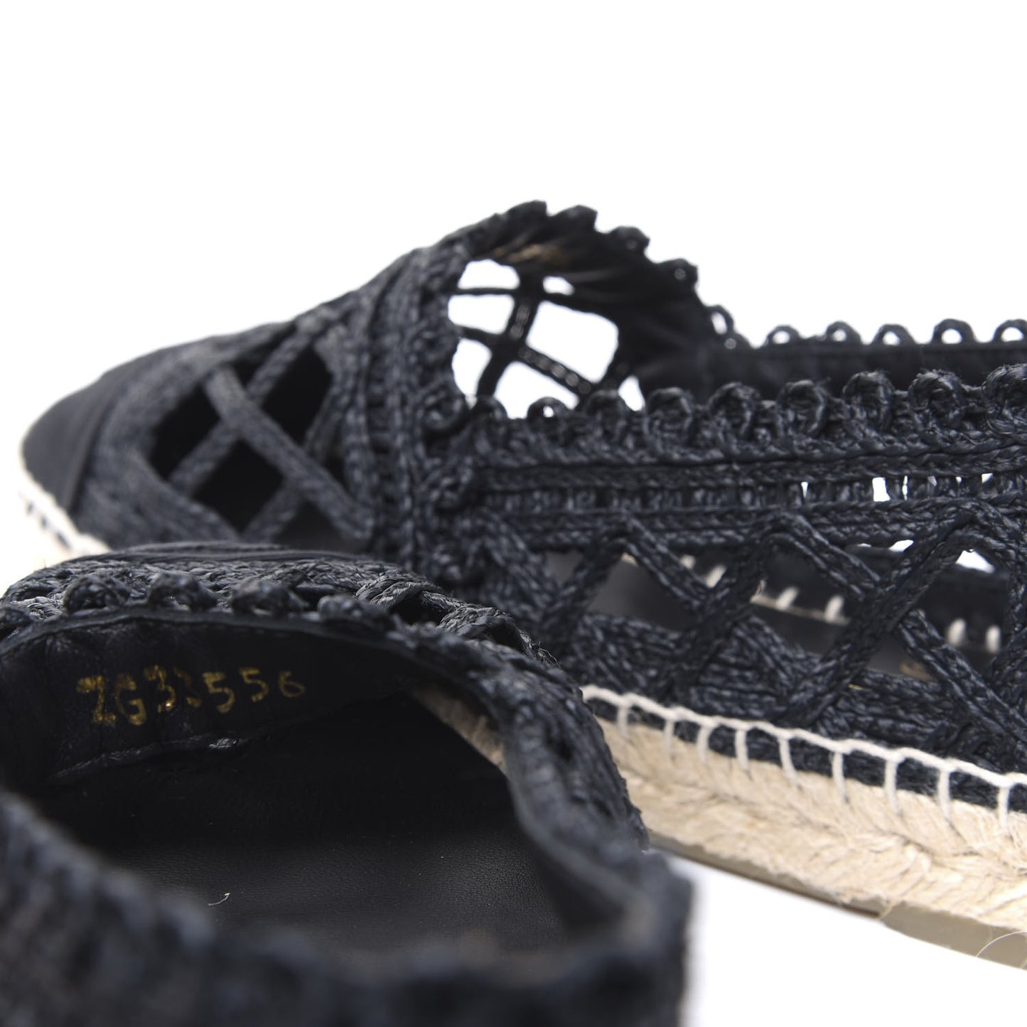 Woven Fabric Grosgrain CC Espadrilles 38 Black