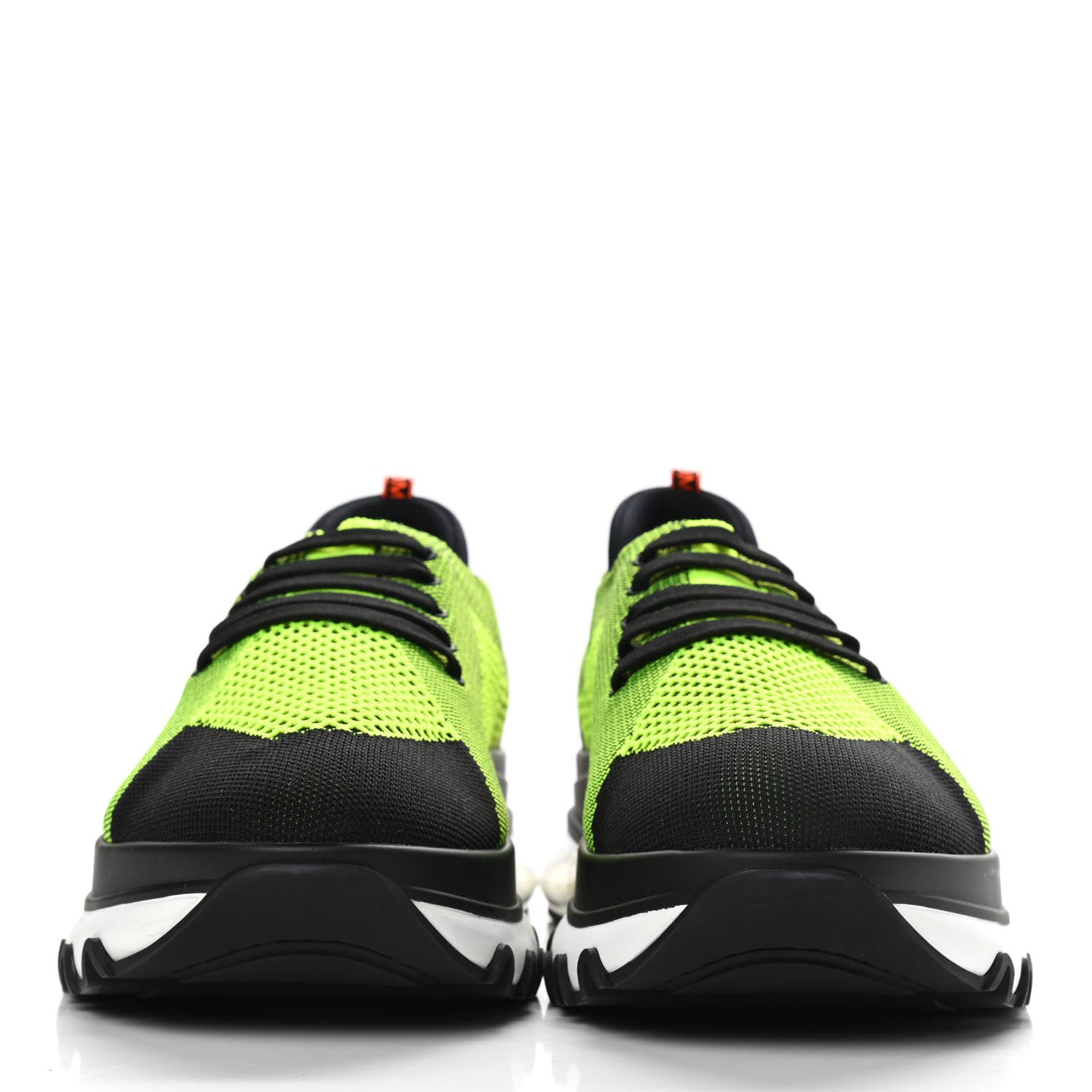 Fendi Jersey Vitello Mens Low Top Sneakers 10 Black Giallo Fluo 2 of 7