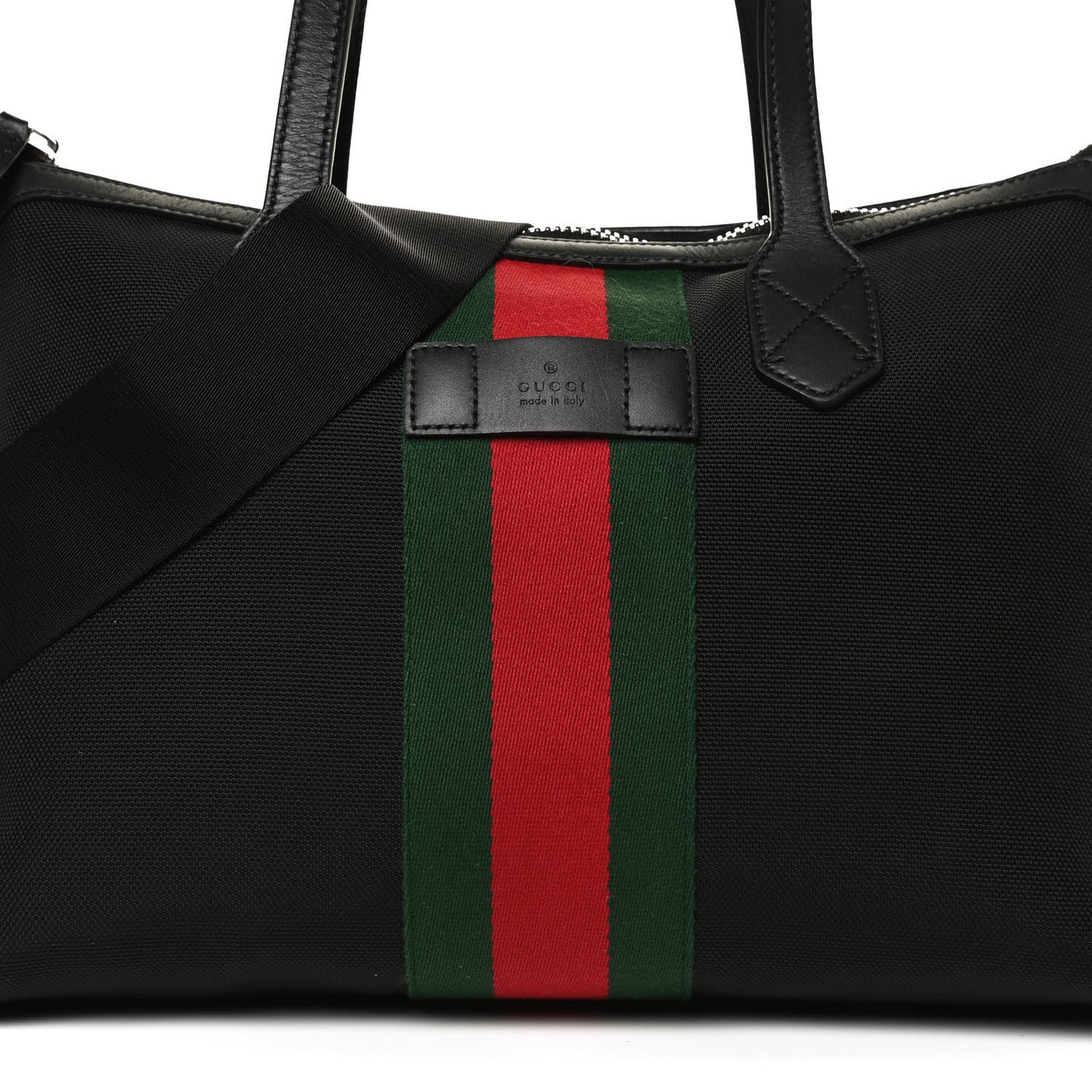 Nylon Web Top Handle Shoulder Bag Black