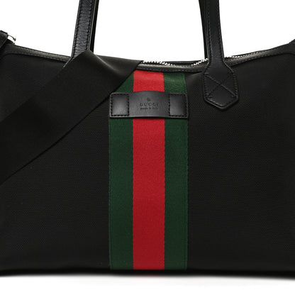 Gucci Nylon Web Top Handle Shoulder Bag Black 10 of 12