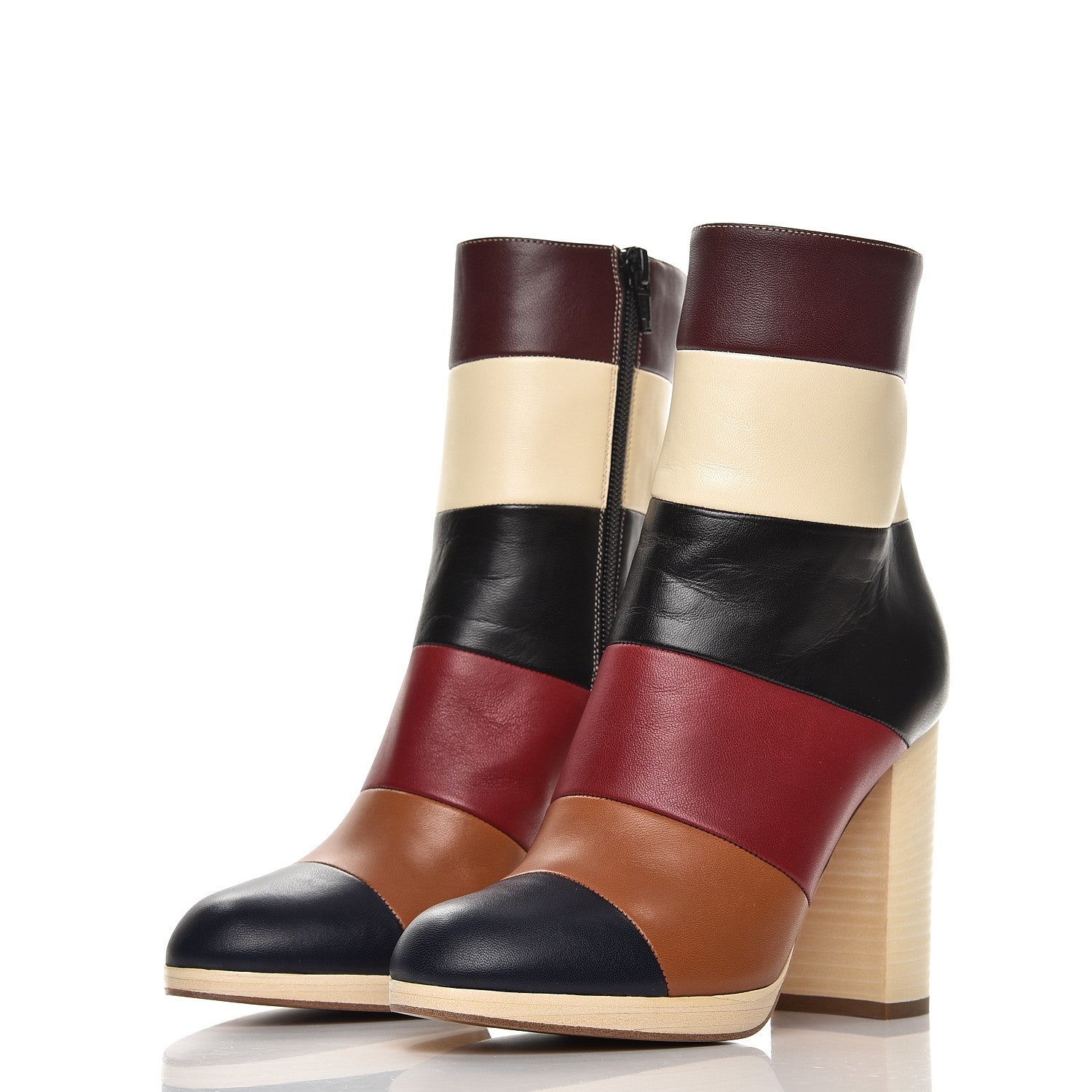 Valentino Garavani Nappa Patchwork Striped Bo-y-ch BBoots 36.5 Multicolor 2 of 9