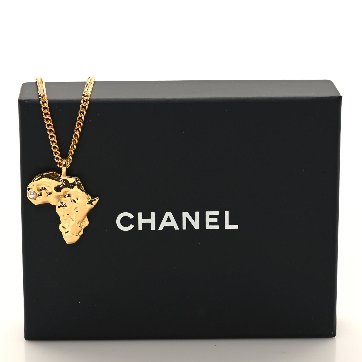 Crystal Pearl CC Africa Pendant Necklace Gold White