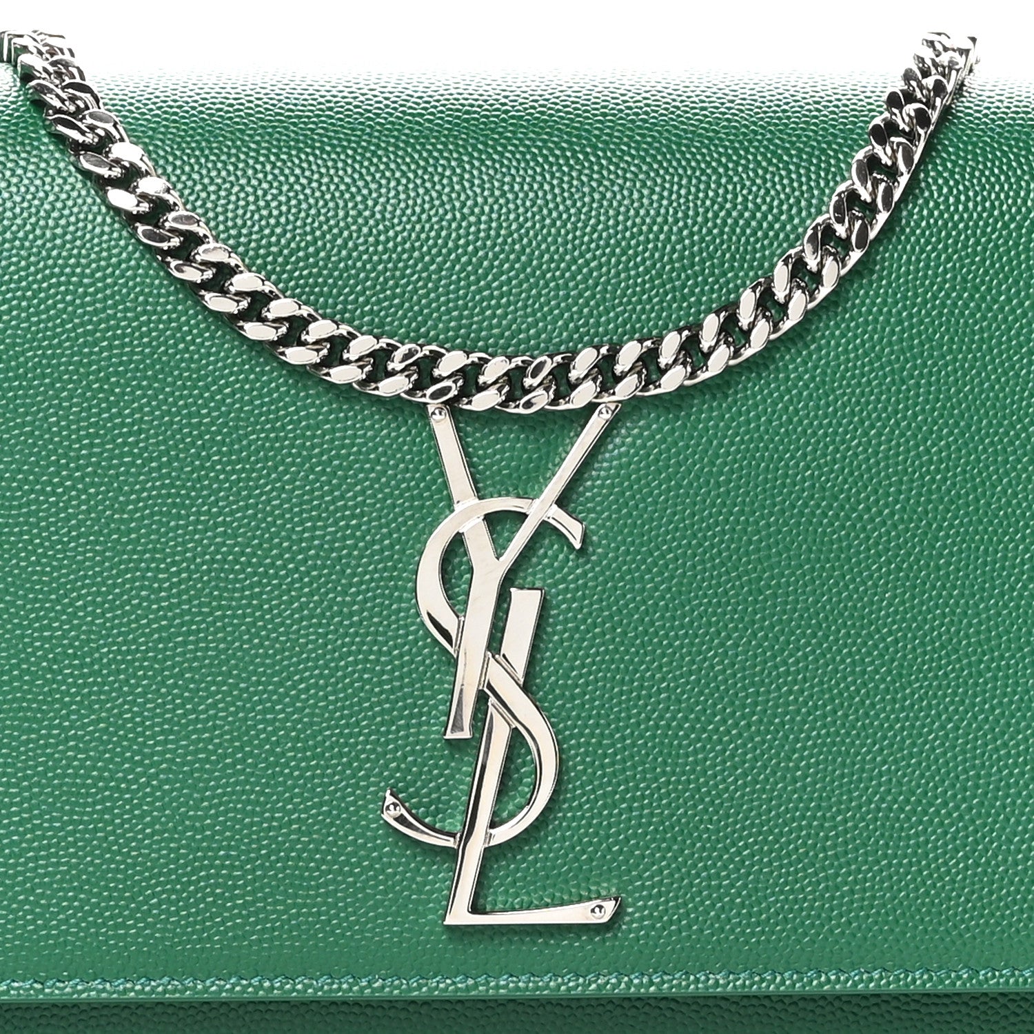 Saint Laurent Grain De Poudre Medium Classic Monogram Kate Satchel Brilliant Grass 8 of 10