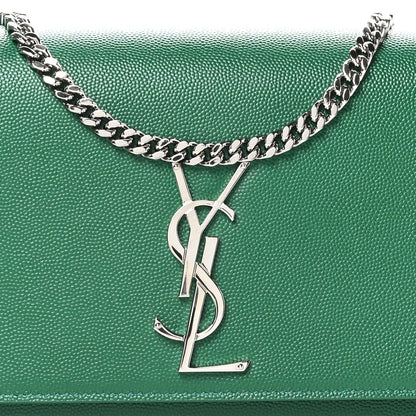 Saint Laurent Grain De Poudre Medium Classic Monogram Kate Satchel Brilliant Grass 8 of 10