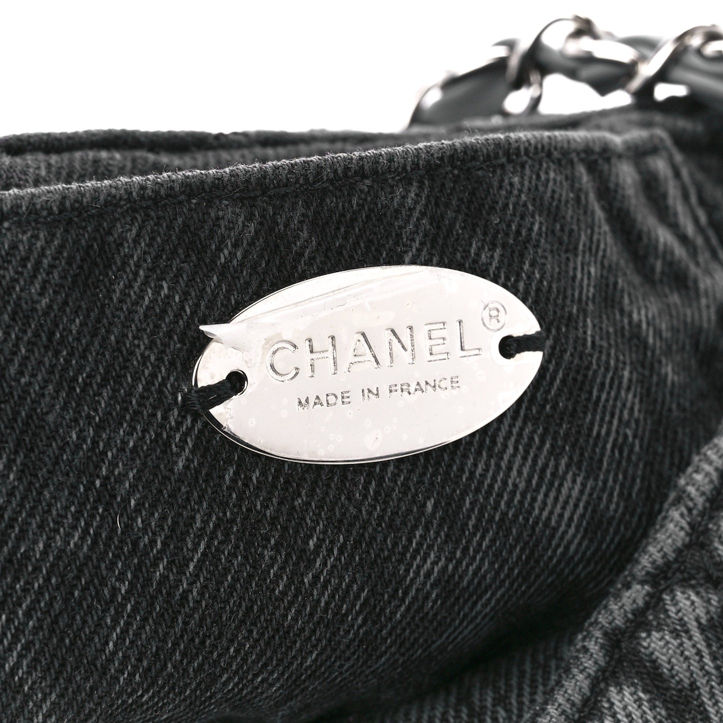 Washed Denim Quilted Small Denimpression Flap Grey Black