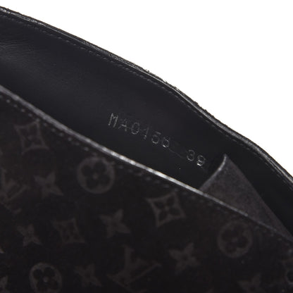 Louis Vuitton Suede Embossed Monogram Frosty Wedge Low Boots 39 Black 7 of 11
