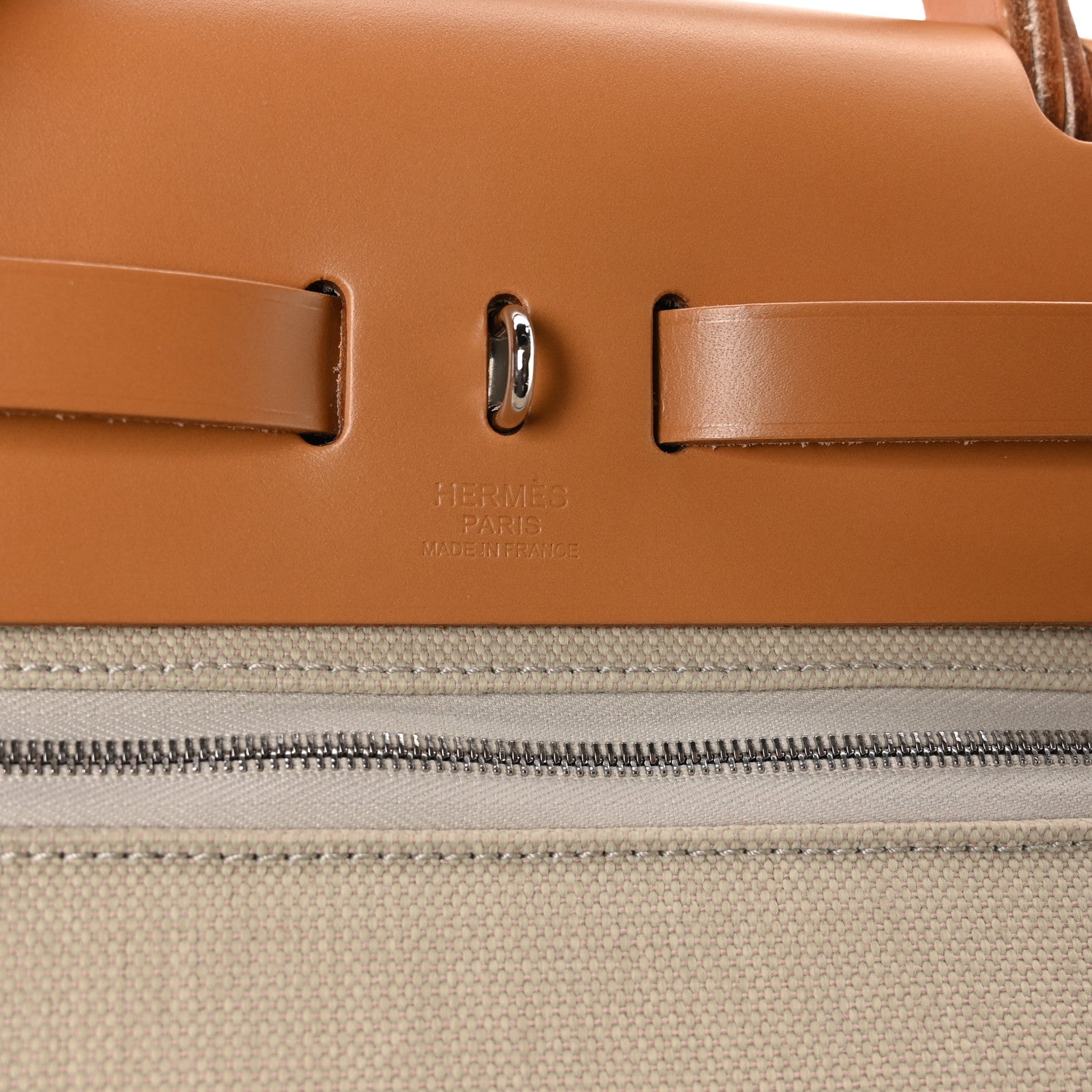 Hermes Military Toile Vache Hunter Herbag Zip Retourne 31 PM Beton Naturel 7 of 12