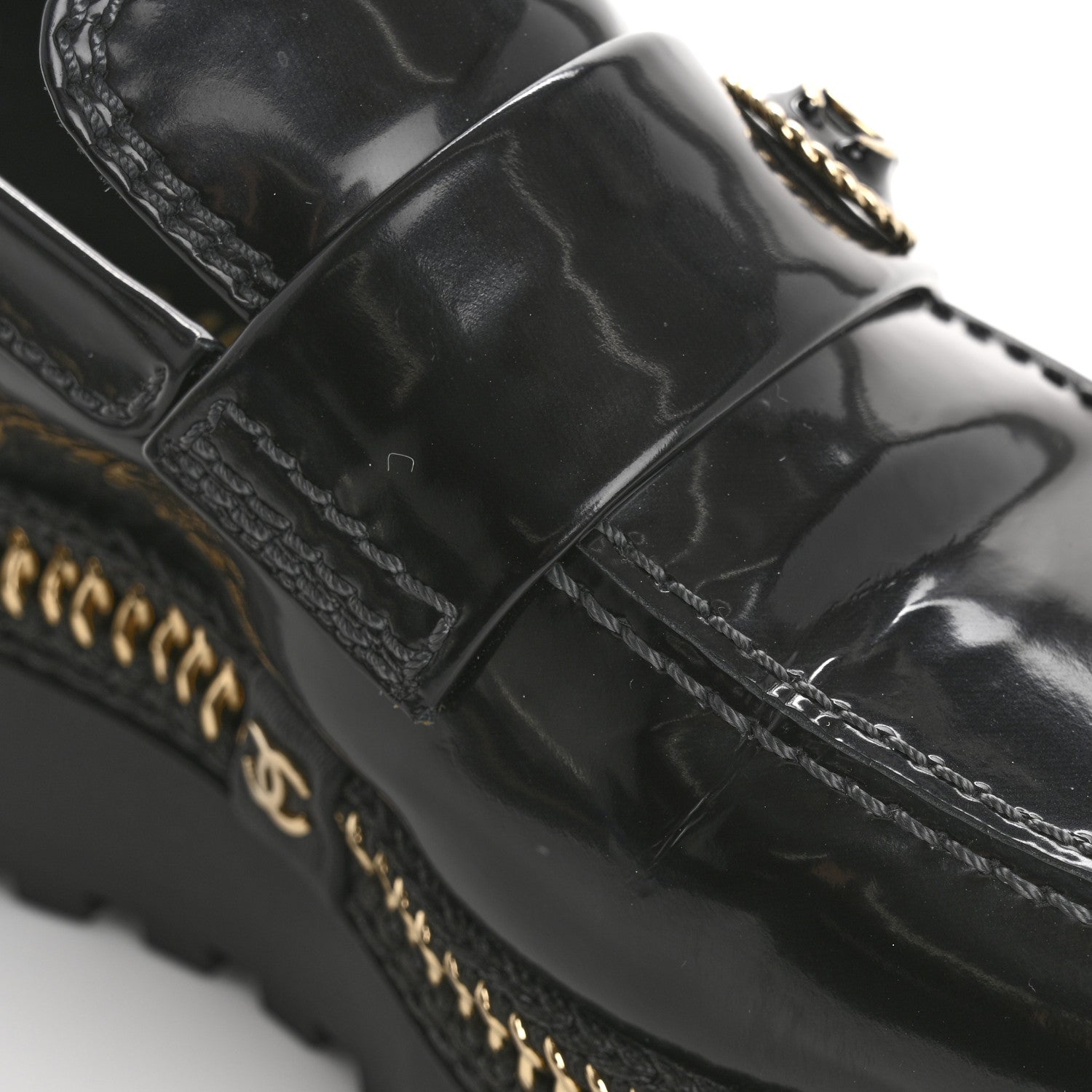 Chanel Shiny Calfskin Platform Loafers 37 Black 1722276 – FASHIONPHILE
