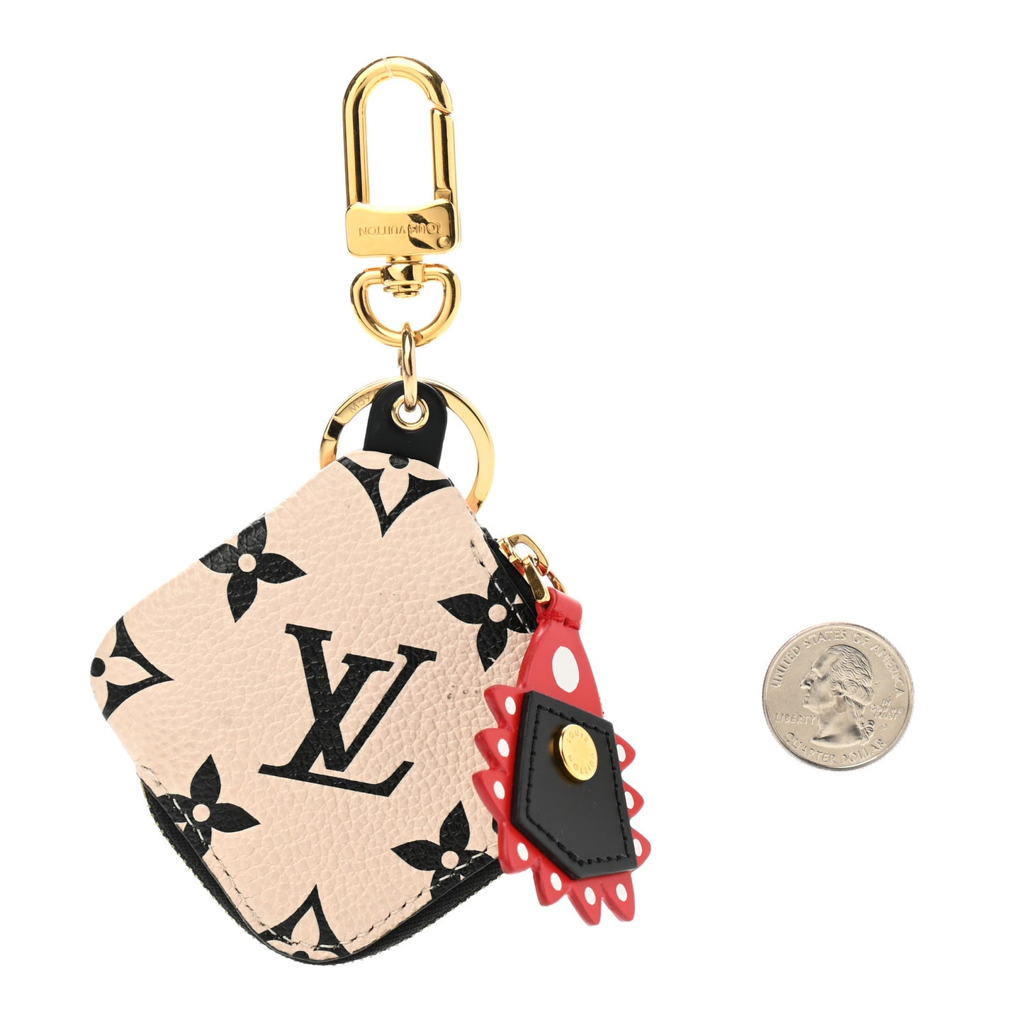 Empreinte Monogram Giant Crafty Square Pouch Bag Charm Key Holder Creme Black