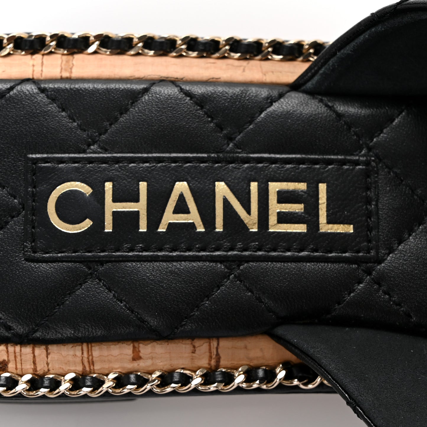 Lambskin Quilted Chain CC Sandals 39 Black