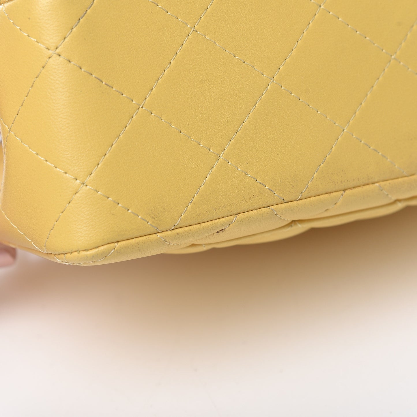 Lambskin Quilted Mini Rectangular Flap Yellow