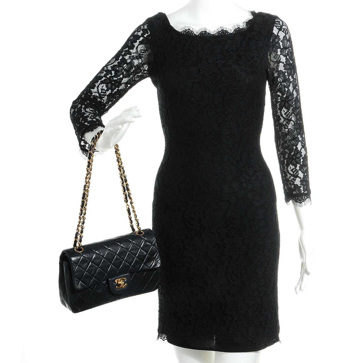 Lambskin Quilted Small Double Flap Black