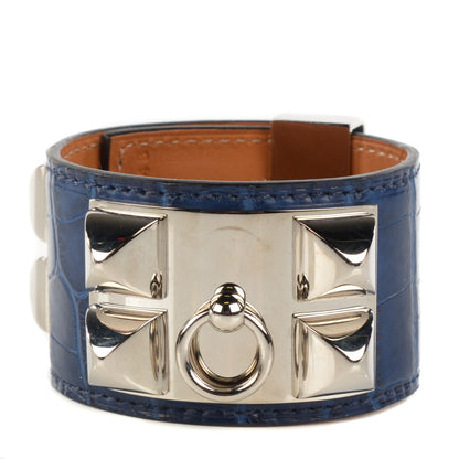 Hermes Shiny Alligator Collier De Chien CDC S Bracelet Bleu De Malte 1 of 7