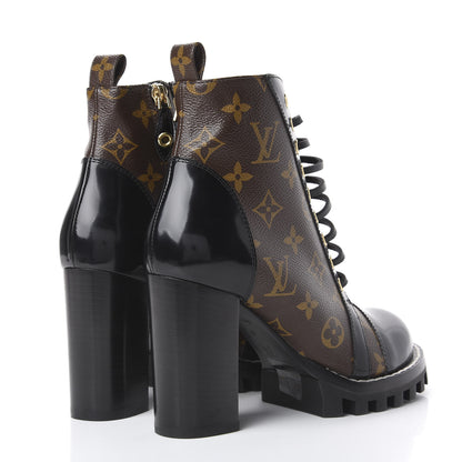Louis Vuitton Patent Calfskin Monogram Star Trail Ankle Boots 37 Black 4 of 14