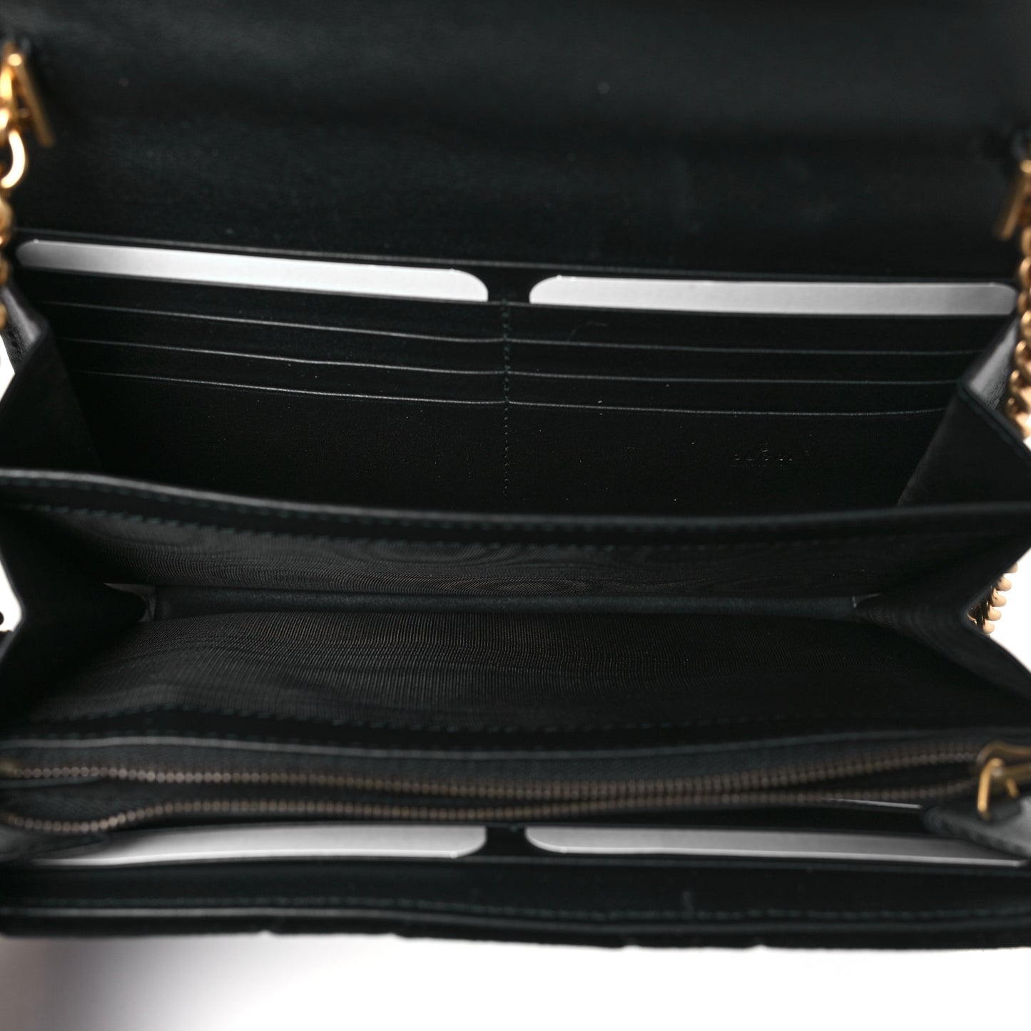 Velvet Matelasse GG Marmont Chain Wallet Black