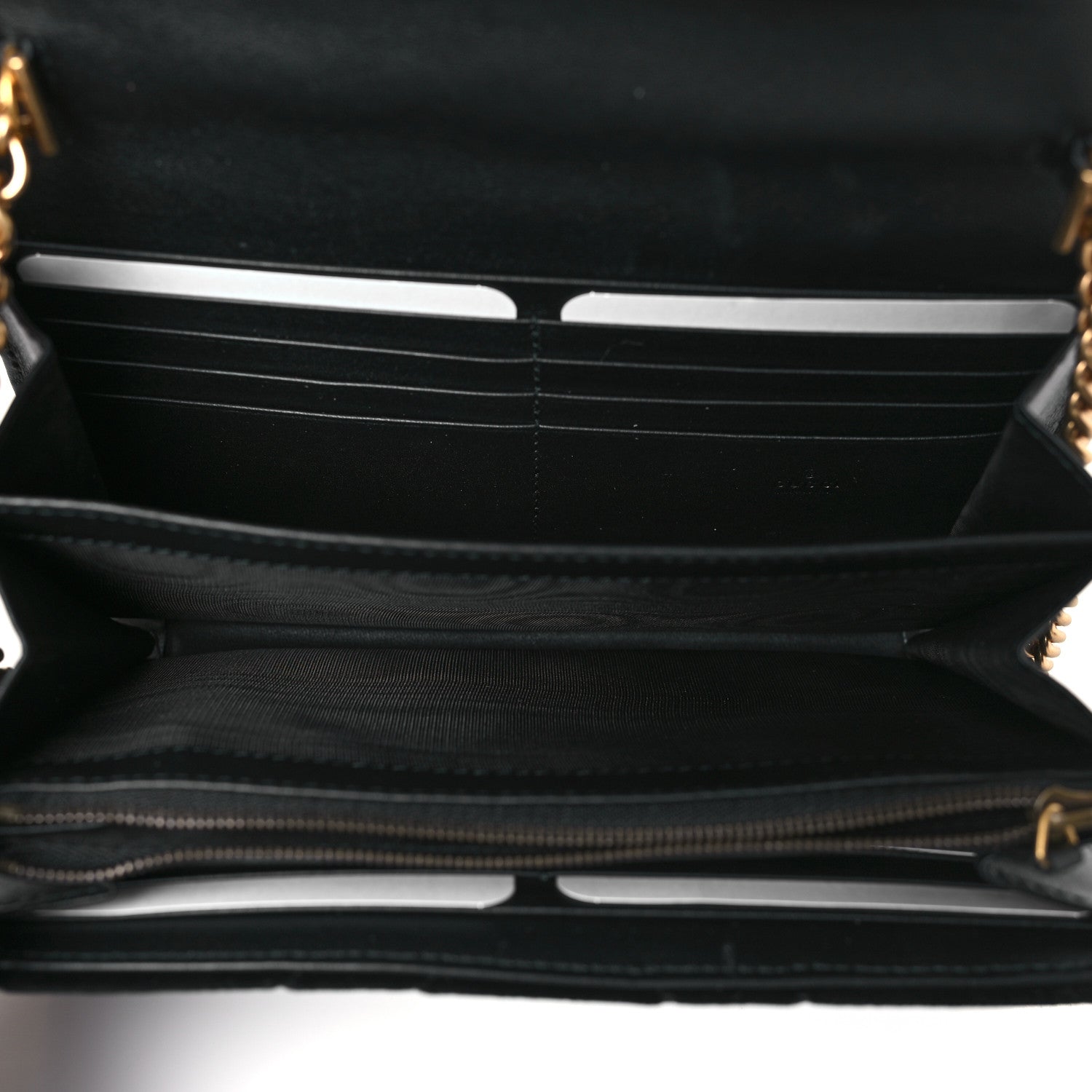 Gucci Velvet Matelasse GG Marmont Chain Wallet Black 5 of 9