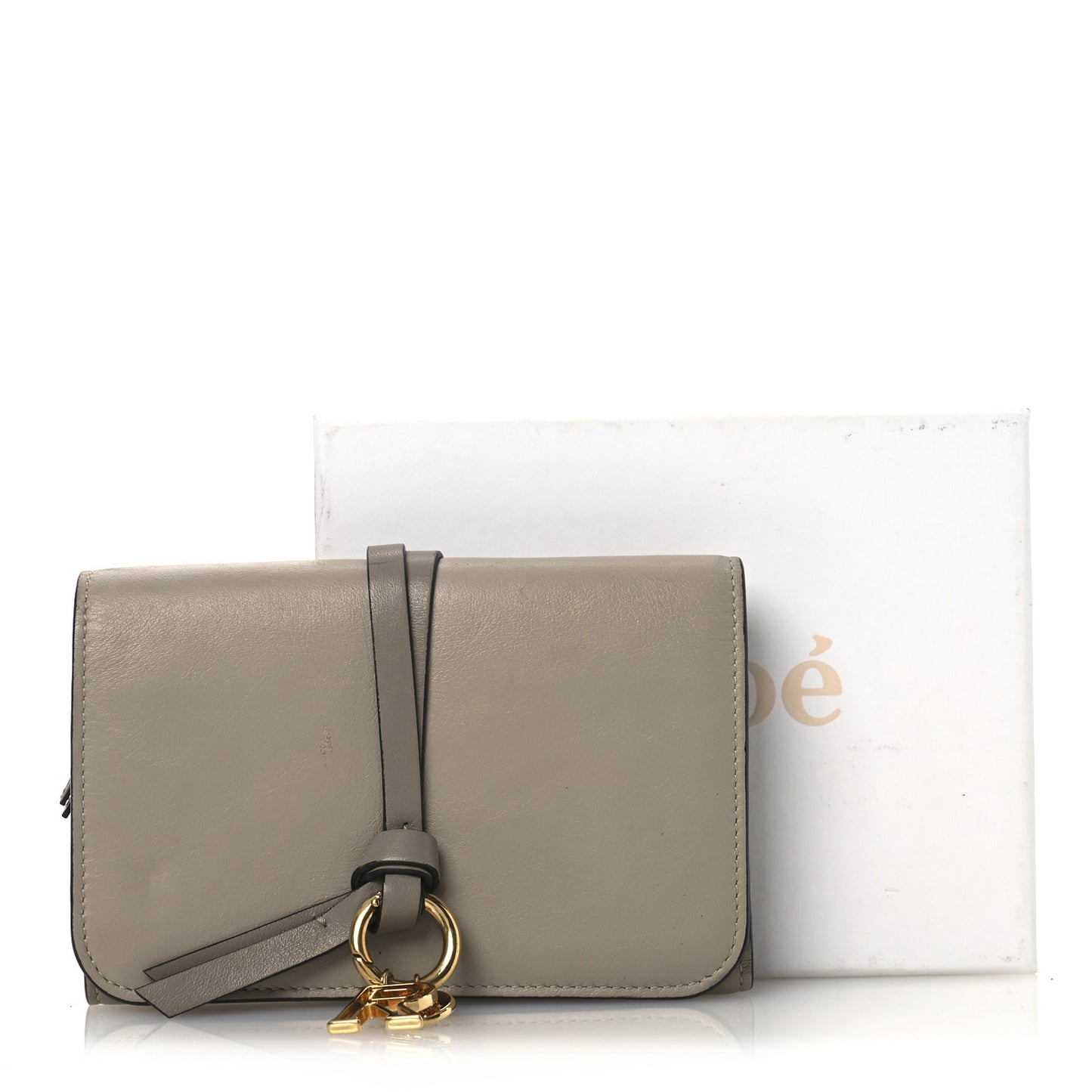 Smooth Calfskin Alphabet "R" Compact Wallet Motty Grey