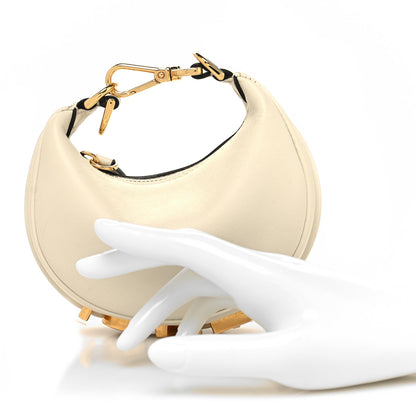 Fendi Vitello Grace Matte Nano Fendigraphy Hobo Charm White Ice 2 of 11