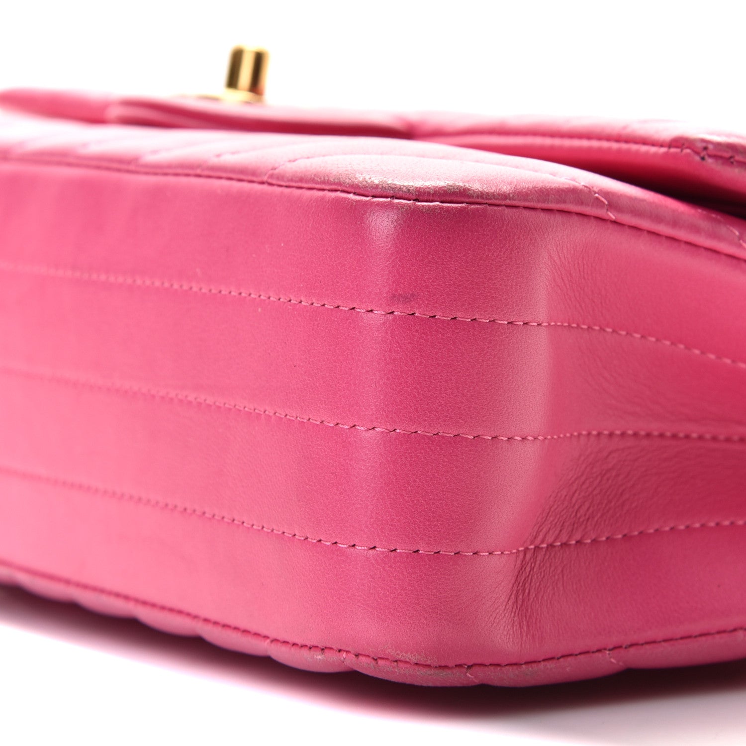 Chanel Lambskin Chevron Quilted Medium Double Flap Pink 11 of 12