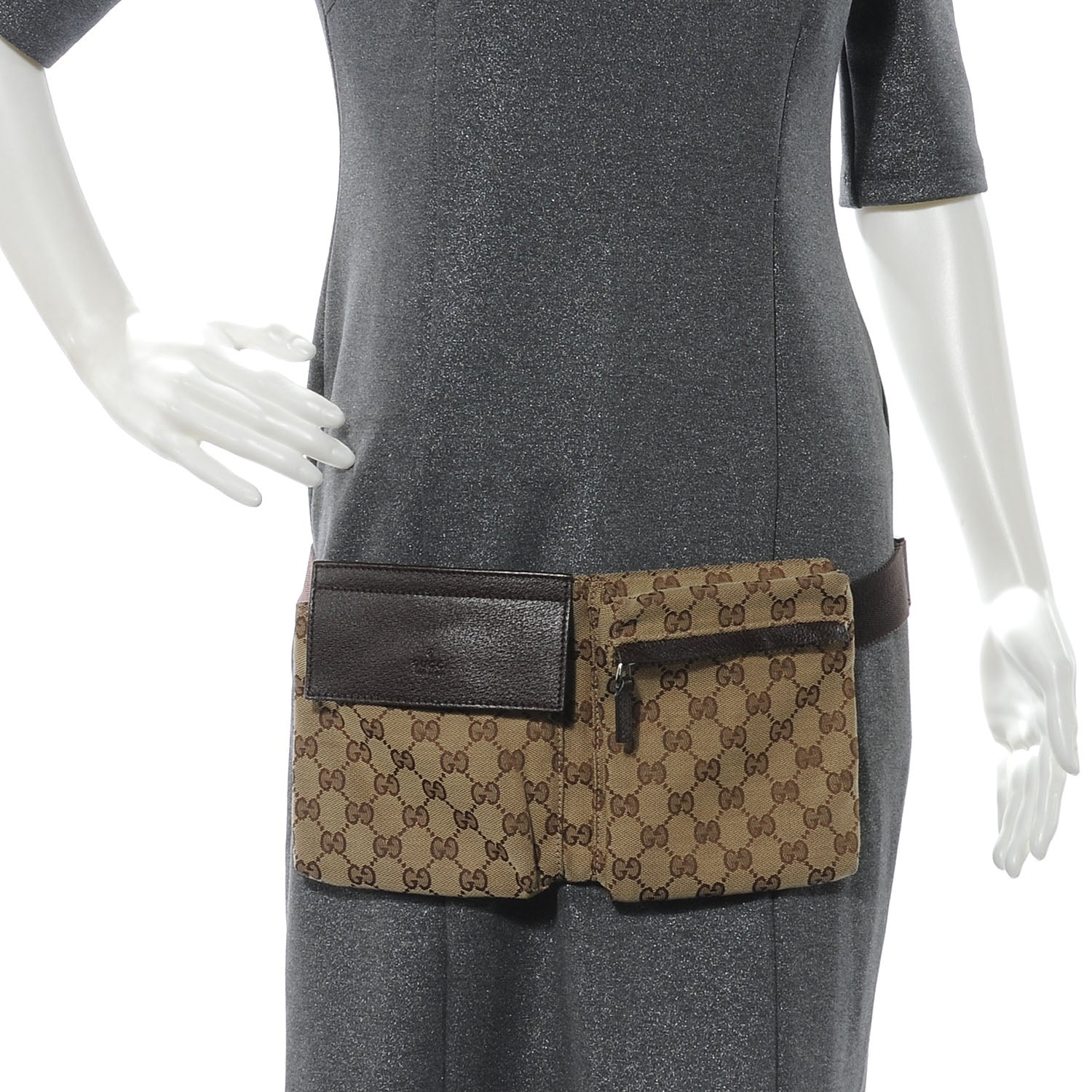 Gucci GG Monogram Web Double Pocket Belt Bag Ebony 2 of 7