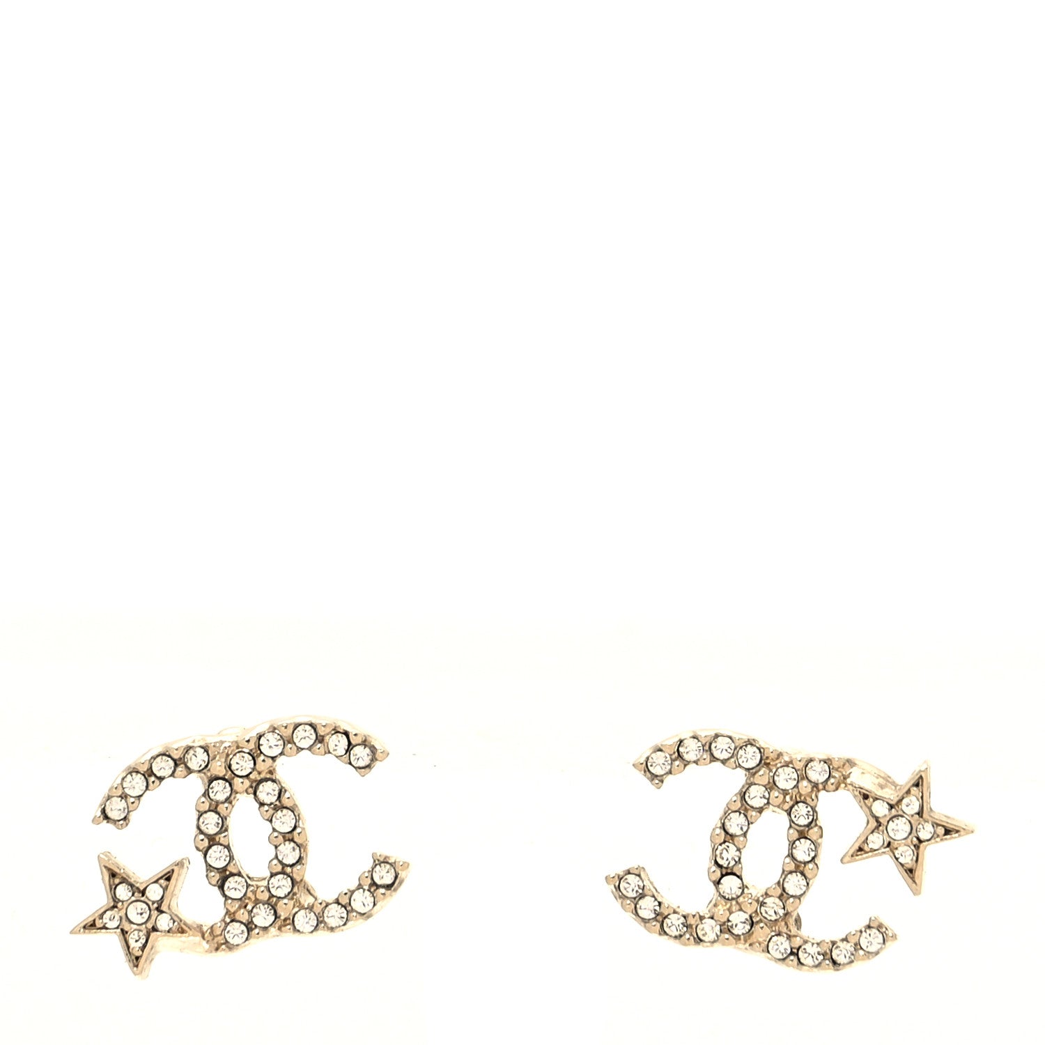 Chanel Crystal CC Starfall Earrings Gold 1 of 4