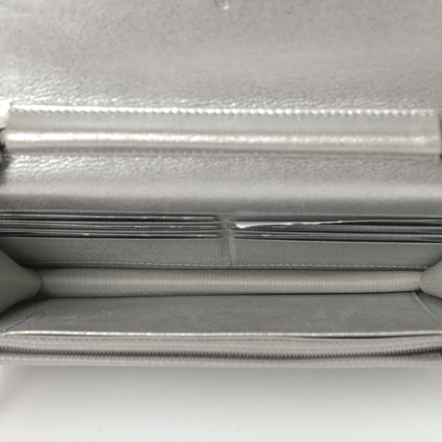 Chanel Metallic Lambskin Timeless Wallet on Chain WOC Silver 4 of 6