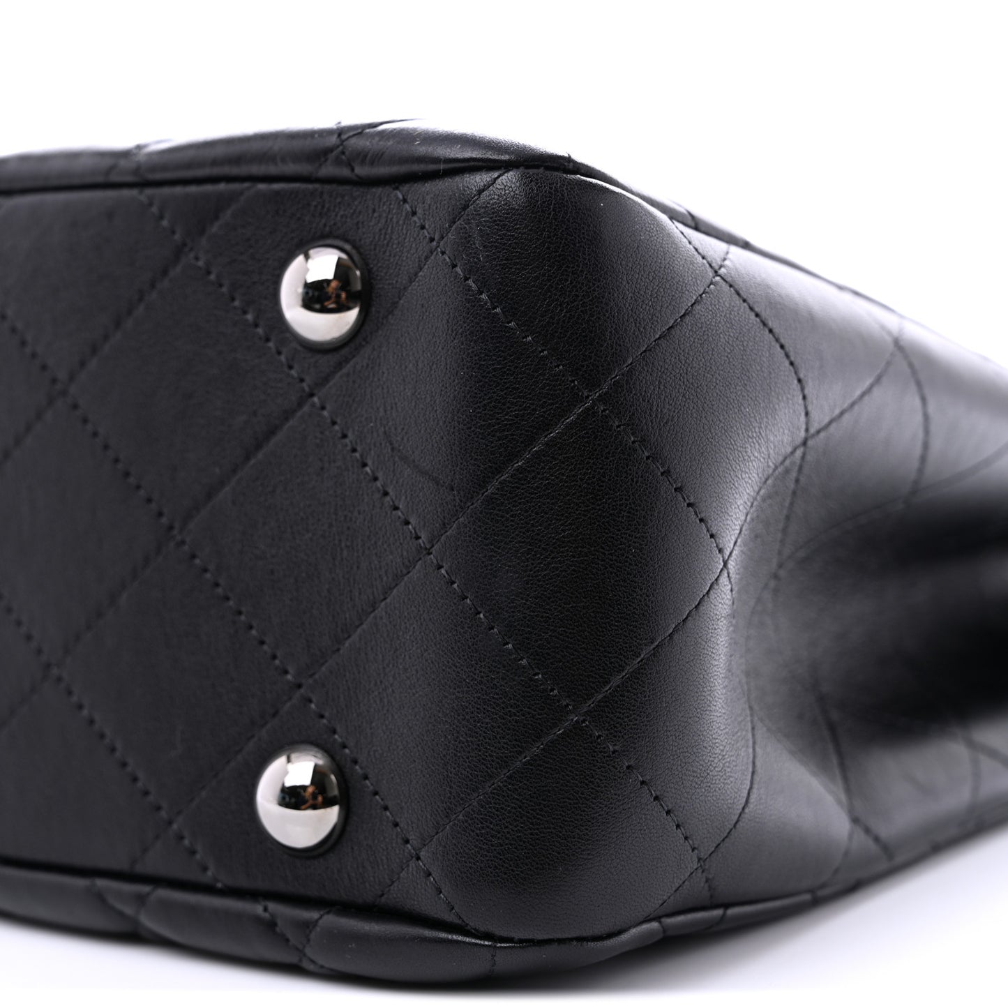Lambskin Quilted Front Flap Tote Black