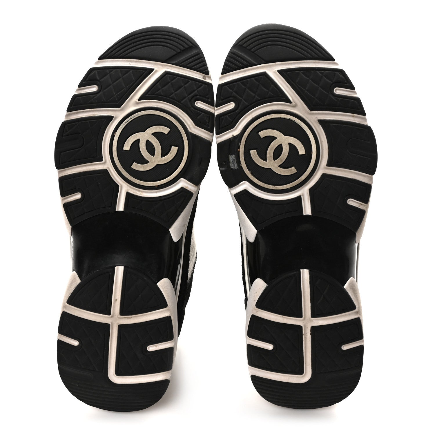 Chanel Fabric Suede Calfskin CC Sneakers 38 White Black 6 of 8