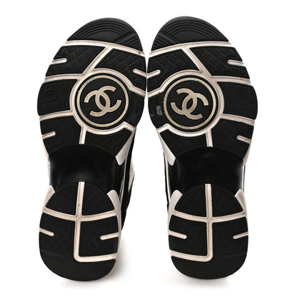 Chanel Fabric Suede Calfskin CC Sneakers 38 White Black 6 of 8