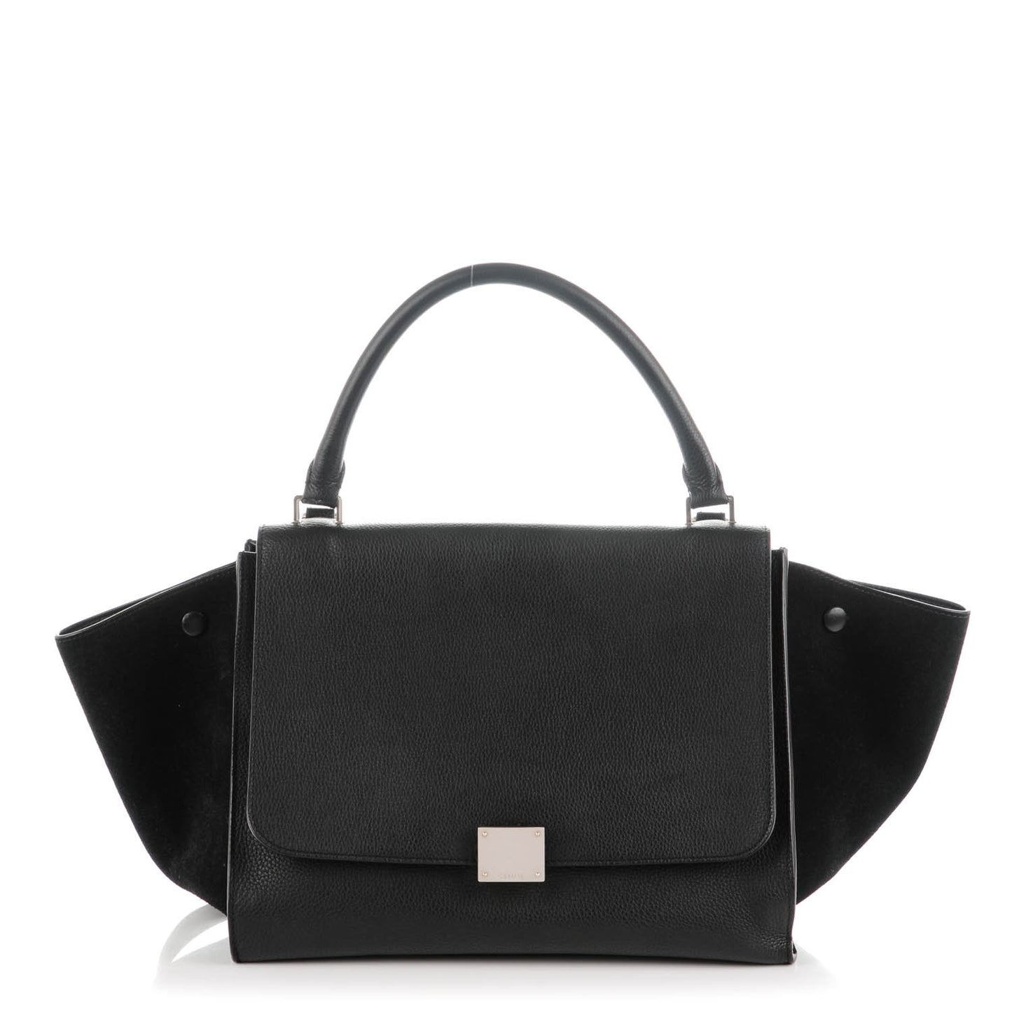 Drummed Calfskin Suede Medium Trapeze Black