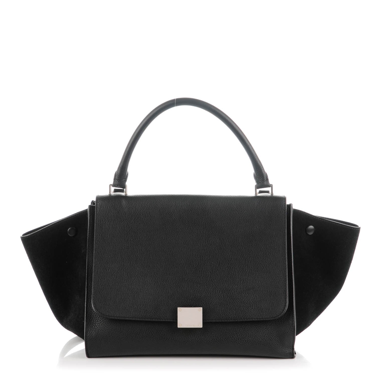 Celine Drummed Calfskin Suede Medium Trapeze Black 1 of 7