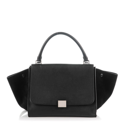 Celine Drummed Calfskin Suede Medium Trapeze Black 1 of 7