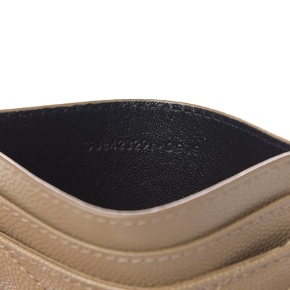 Saint Laurent Grain De Poudre Matelasse Chevron Monogram Credit Card Case Dark Latte 7 of 8