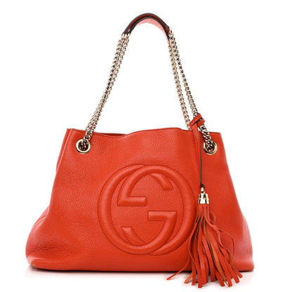 Gucci Pebbled Calfskin Medium Soho Chain Shoulder Bag Sun Orange 1 of 11