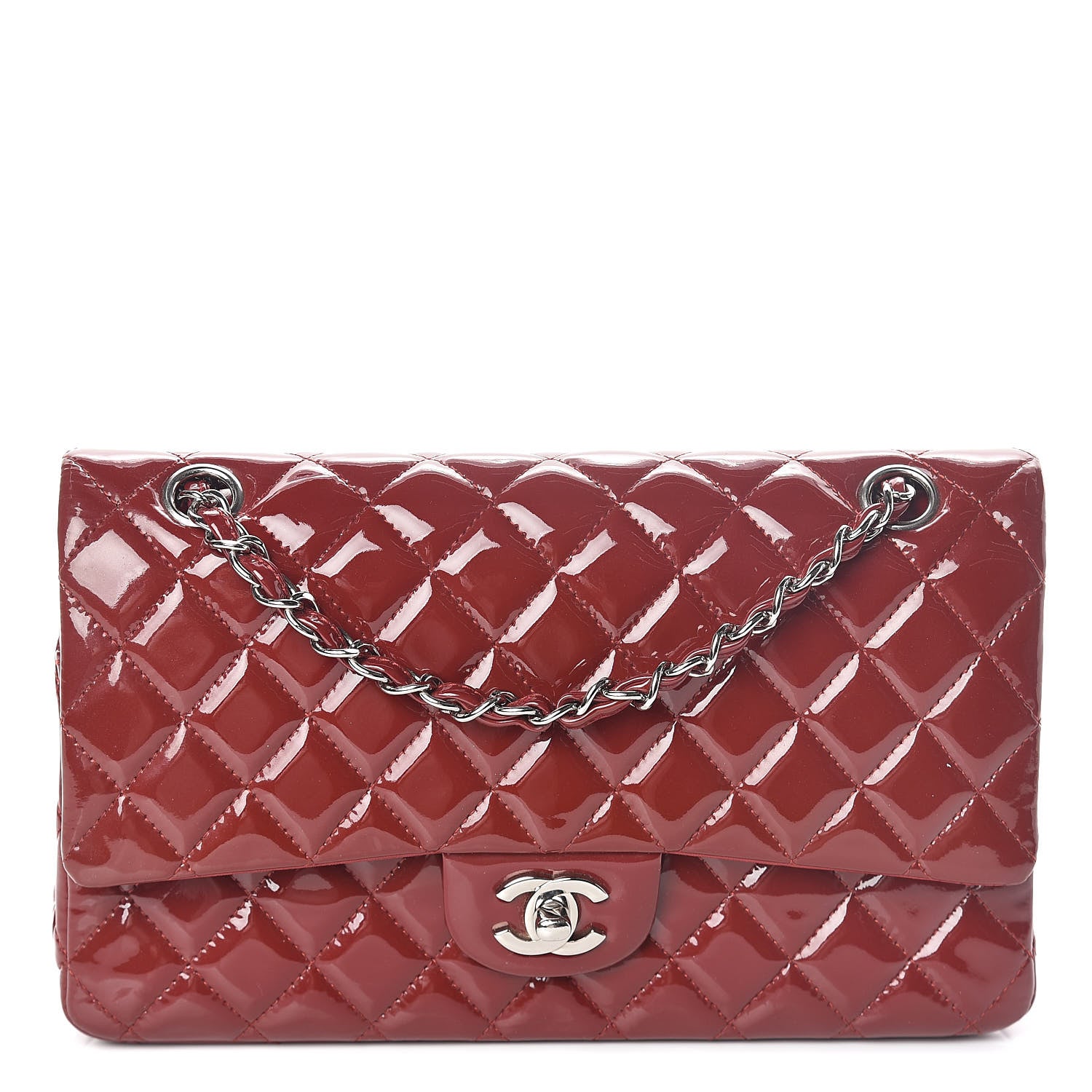 Chanel Patent Calfskin Quilted Medium Double Flap Red 1 of 14