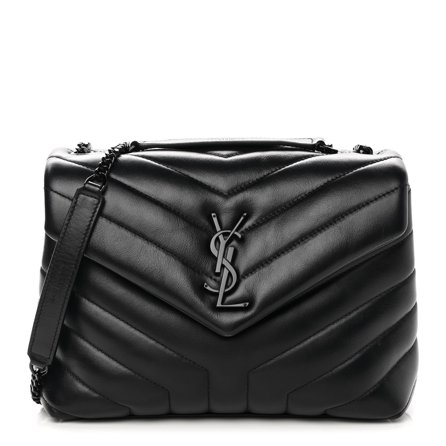 Saint Laurent Calfskin Y Quilted Monogram Monochrome Small Loulou Chain Satchel Black 1 of 12