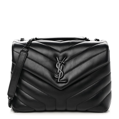 Saint Laurent Calfskin Y Quilted Monogram Monochrome Small Loulou Chain Satchel Black 1 of 12