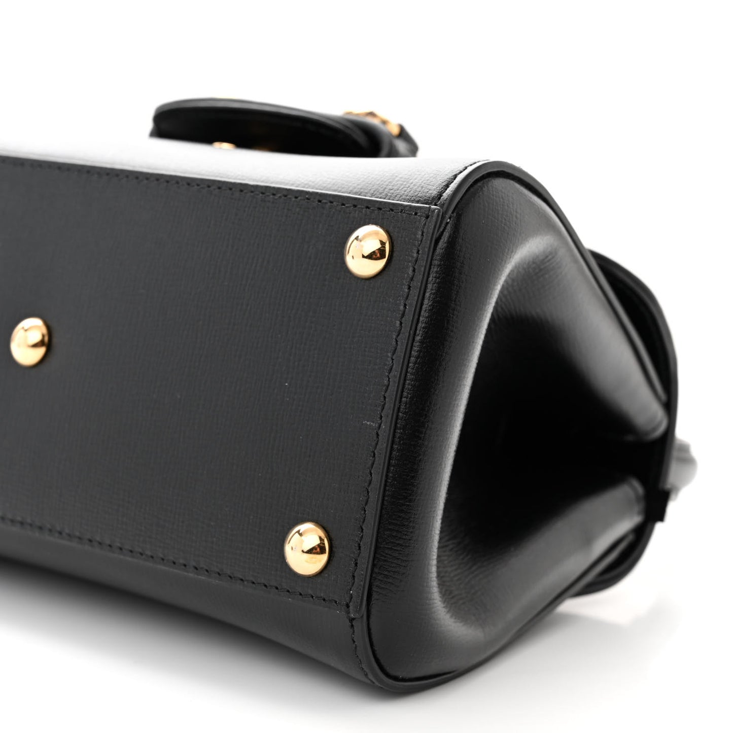 Glazed Textured Calfskin Mini Horsebit 1955 Top Handle Flap Bag Black